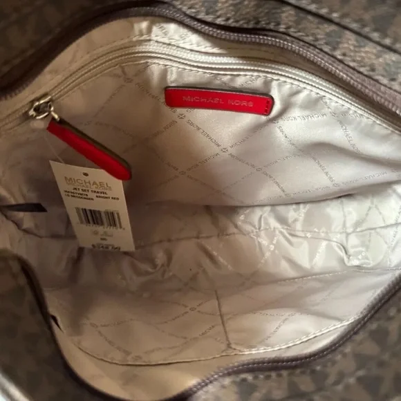 NWT Michael Kors Jet Set Travel Large Messenger crossbody Brown Bag - Picture 5 of 8